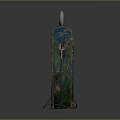 Vintage Blue Green Gas Pump With Rustic Weathered Surface And Metal Stand