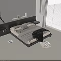 Minimalist Modern Double Bed With White Bedding Black Throw Blanket Bedside Shelves And Natural Light