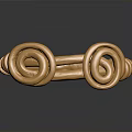 Golden Metallic Bangle With Circular Design And Spiral Decorations For Daily Accessory