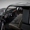 Black Classic Pickup Truck With Open Door Interior Seats And Alloy Wheels