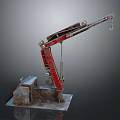 Red Industrial Crane Machinery With Metal Structure Base And Hook