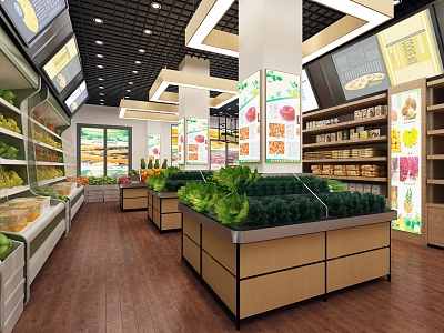 Modern supermarket fruit shop 3d model