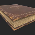 Vintage Book with Brown Leather Cover and Intricate Circular Decorative Pattern
