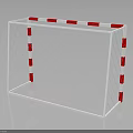 Soccer Goal With White Frame Red And White Striped Posts And Net 3d model