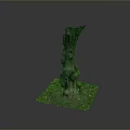 Wooden Stone Tree Stump Decorative Piece with Natural Design and Square Base