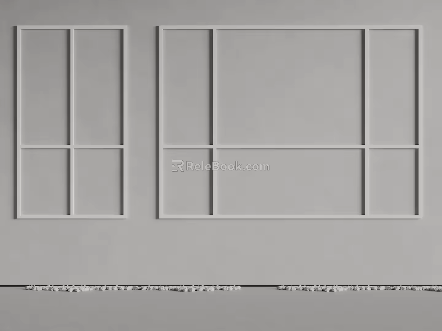 Idea windows minimalist windows window frame pebbles 3d model