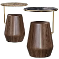 Elegant Modern Side Table With Wooden Stools Marble Top And Gold Frame 3d model