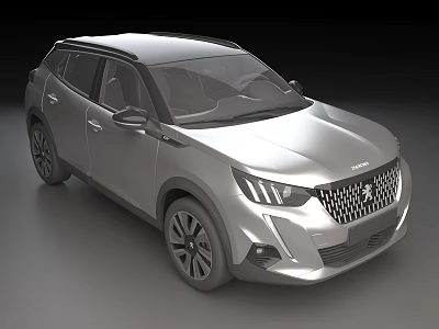 Silver Peugeot SUV With Modern Front Grille Stylish Headlights And Sleek Exterior Design 3d model