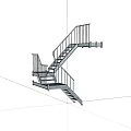 Modern Metal Staircase With Handrail Platform And Step Design Structure 3d model