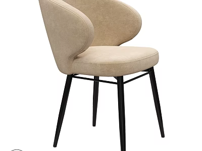 Modern Beige Upholstered Single Chair with Black Metal Legs for Living Space 3d model