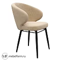 Modern Beige Upholstered Single Chair with Black Metal Legs for Living Space