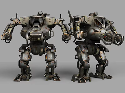 Game and Movie Robot Character with Mechanical Metal Armor and Industrial Design Details 3d model