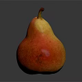 Shiny Red And Orange Pear On Dark Background Showing Vibrant Color And Smooth Surface