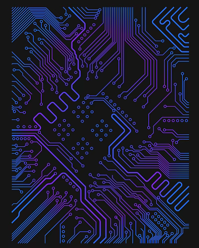 Circuit Board Inspired Charm With Blue Purple Gradient 3d model
