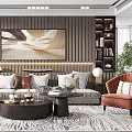 Modern Living Room Interior With Large Artwork Sofa Armchair Coffee Table And Zebra Rug