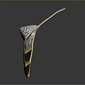 Oval Shaped Decorative Ornament With Gold Brown Stripes And Intricate Central Design