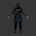 Detailed Game and Movie Character In Helmet Mask Armor With Weapon
