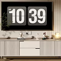 Modern TV Stand With TV Decorative Items Plant And Table Lamp In Living Room
