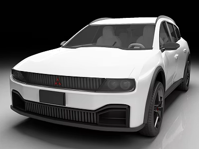 White Mitsubishi SUV With Black Front Grille And Sporty Wheels Design 3d model
