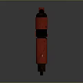 Detailed Red Futuristic Mechanical Weapon With Metallic Barrel And Modern Design