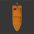 Orange Boat Design With Outboard Motor Red Seat And Open Deck 3d model