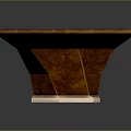 Unique Octagonal Wooden Table With Colored Symbols And Central Decorative Design
