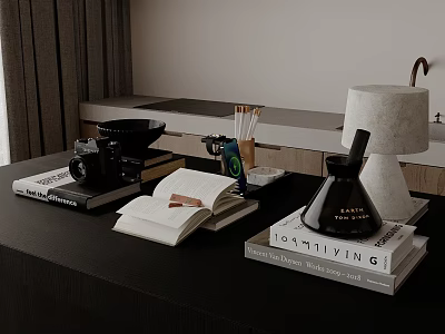 Modern Table Ornaments Combination Table Lamp Bowl Mobile Phone Camera 3d model
