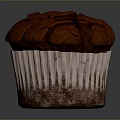 Chocolate Muffin With Cracked Surface In White Paper Liner On Gray Background