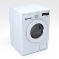 White Front Loading Washing Machine With Modern Design Control Panel And Viewing Window