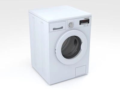 White Front Loading Washing Machine With Modern Design Control Panel And Viewing Window 3d model