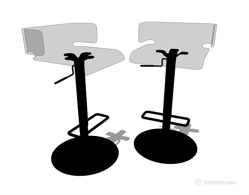 Two Modern Bar Stools with High Backrest Comfortable Seat and Round Base Design 3d model
