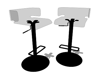 Two Modern Bar Stools with High Backrest Comfortable Seat and Round Base Design 3d model