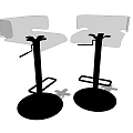 Two Modern Bar Stools with High Backrest Comfortable Seat and Round Base Design 3d model