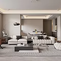 Modern Living and Dining Room Interior Design With Sofa Coffee Table And Dining Set 3d model