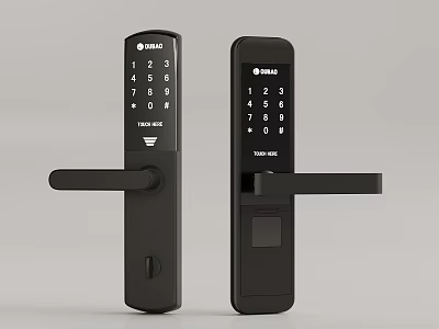 Smart Black Door Handle With Digital Keypad And Fingerprint Scanner Modern Design 3d model