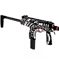 Stylish Submachine Gun With Black And White Decorative Pattern And Red Accents 3d model