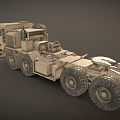Heavy Duty Sand Colored Military Truck With Large Wheels And Engine