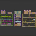 Industrial Style Storage Shelves With Clay Jars Wooden Crates Mugs And Shoes