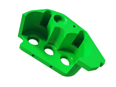Green Industrial Mechanical Part With Multiple Holes And Engineered Structure Design Features 3d model