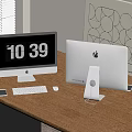 Apple iMac Desktop Front Back View With Keyboard Mouse Smartphone On Wooden Office Desk