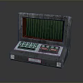 Vintage Sci Fi Control Panel With Green Screen Display Numeric Keypad Red Buttons And Gray Enclosure