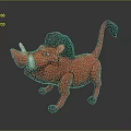 Cartoon Red Warthog 3D Model With Black Mane White Tusks And Tail