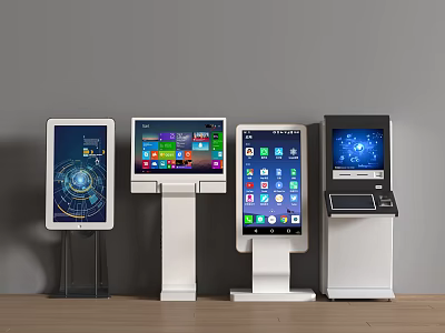 Public Self Service Interactive Terminals With Digital Screens And User Friendly Interfaces 3d model