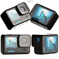 GoPro Action Camera With Shark Image Display And Model 11 Screen Design 3d model