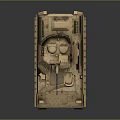 Modern Military Tank In Sand Color With Tracks And Antennas
