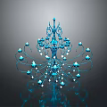 Elegant Blue Branched Lighting Combination With Crystal Accents And Reflective Base 3d model