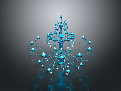 Elegant Blue Branched Lighting Combination With Crystal Accents And Reflective Base 3d model
