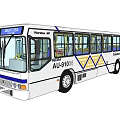 Modern City Bus With White Body Blue Stripes Open Door Seats And Windows