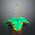 Hanging Green Plant With Large Leaves In Decorative Pot And Rope