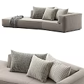 Light Gray Fabric Sectional Sofa With Plush Pillows And Cozy Throw Blanket 3d model